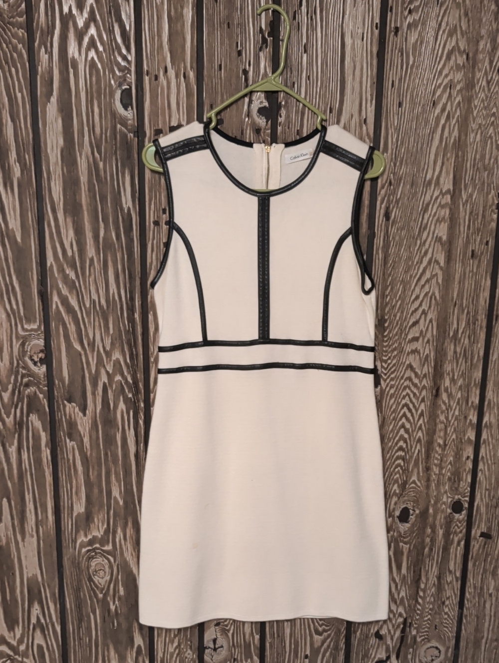 Calvin Klein Cream Mini Dress with Black Piping